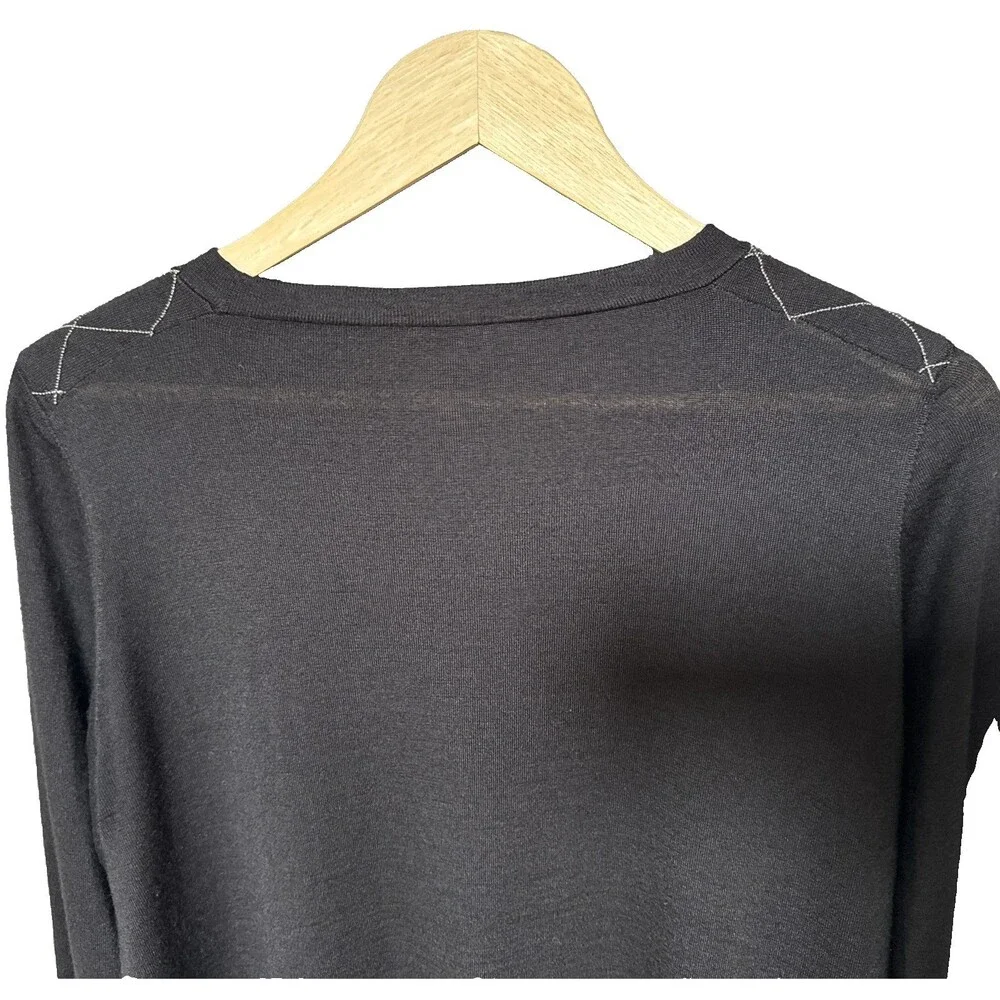 Brunello Cucinelli Cashmere Sweater Black Monili Crystal Bateau Neck L